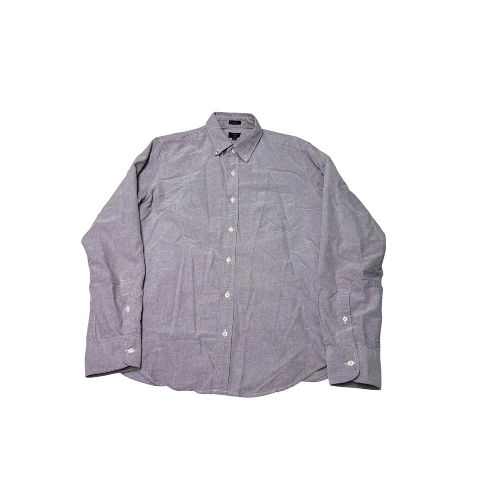 J.Crew Mens Slim Fit Oxford Shirt Purple White Micro Check Long Sleeve Large